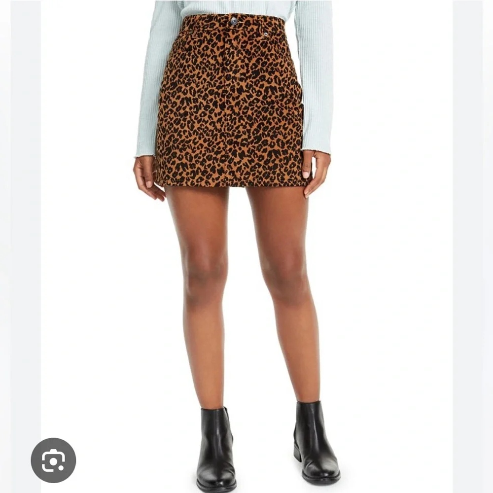 NWT Macy’s Vanilla Star Leopard Print Corduroy Skirt - Picture 1 of 8